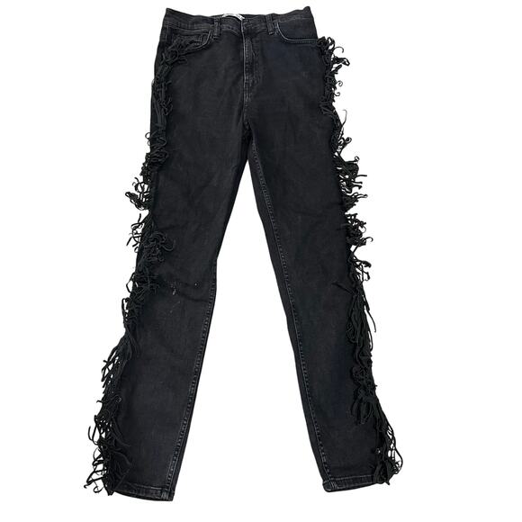 ZARA BASIC Z1975 DENIM Women's Fringe Denim Pants Size 6 - Picture 2 of 11